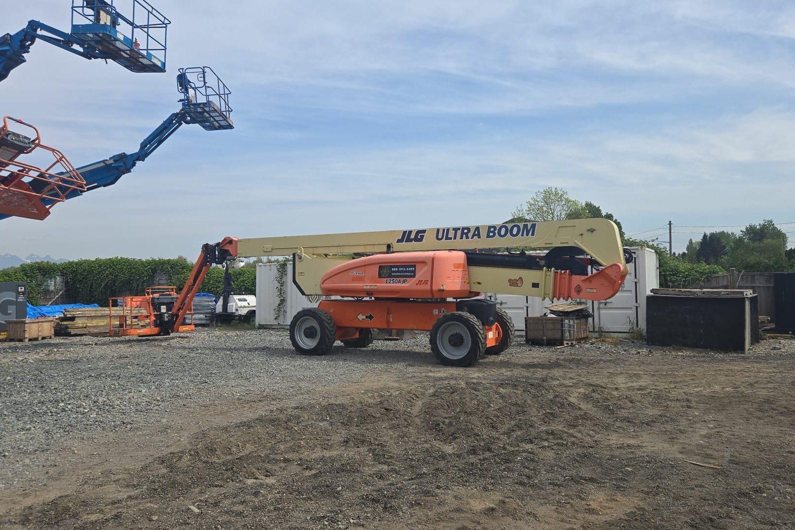 Boom lifts in the Global Lions Rental yard